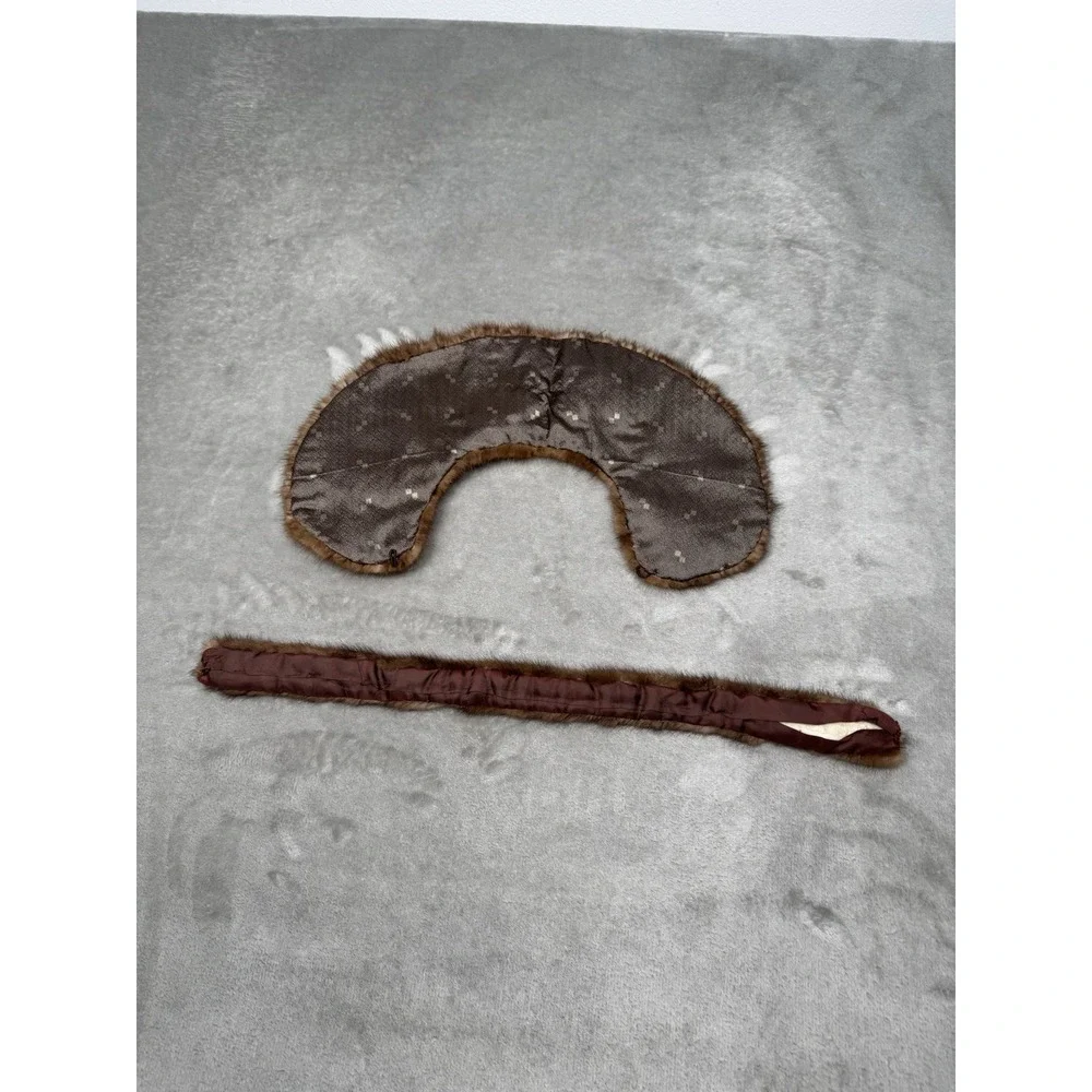Vintage 2pc Real Mink Fur Collar Stole Set Brown Necklace 40s 50s Old Money